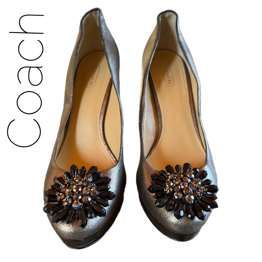 COACH Metallic Bronze Leather Heels - Size 8.5B